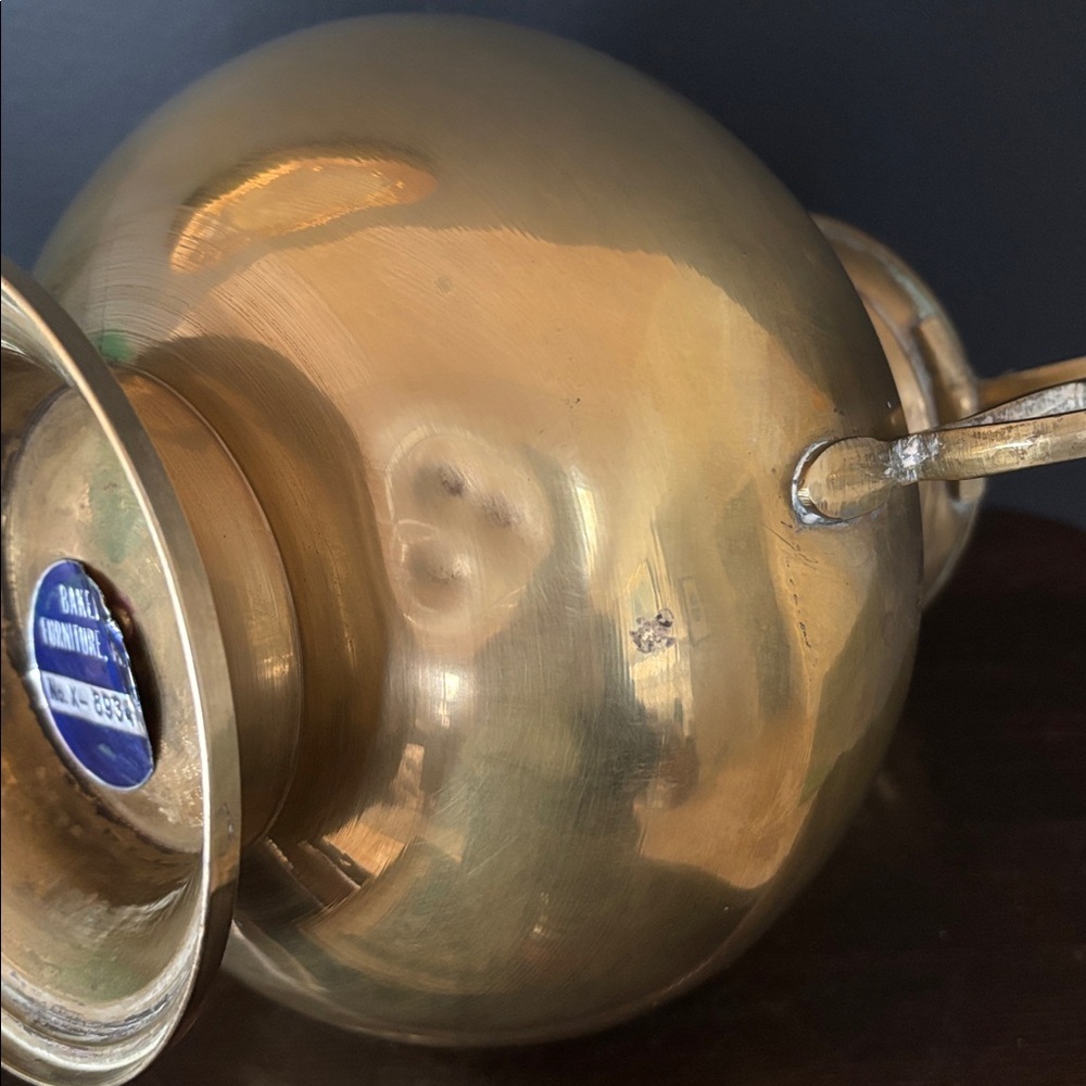 Vintage Brass Tea Coffee Pot Baker Furniture Made in India Gold Tone 11” Tall - Picture 10 of 11